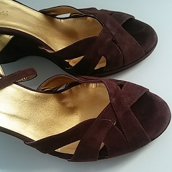 Max de Carlo Suede Leather Ankle Strap Wedges - Picture 7 of 8